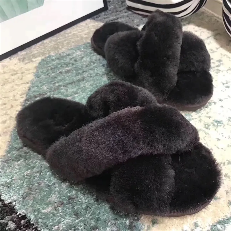 2022 The New women Fluffette scuffita cotton slippers snow boots soft natural fur Classic ug fuzz casual warm indoor outdoor women's shoe women's plus size shoes EU35-45