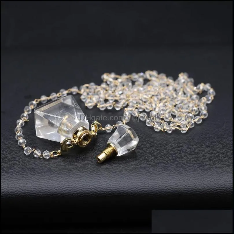 pendant necklaces fashion natural stone clear crystal necklace simple perfume bottle for women girls` jewelry party giftspendant