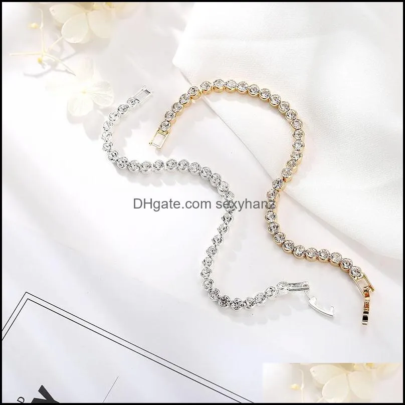 Retro Extravagance Designer All-Match Charm Bracelets Fashion Multicolor Inlaid Crystal Bracelet Shiny Full Diamond Simple Gold Temperament Wrist Jewelry