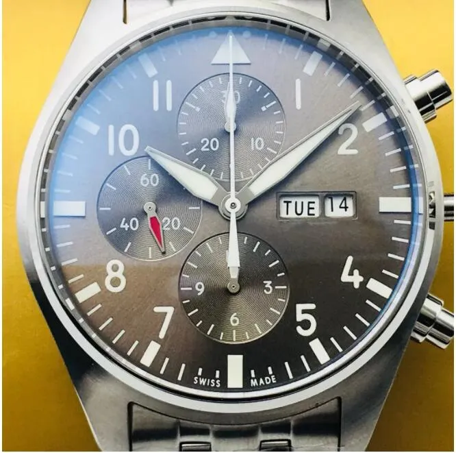 IWS 3777 Pilot Watch Series имеет ASIZE 43 мм, а толщина 15 мм принимает верхнюю 7750 Движение автоматической регулировки верхней цепи Работа POI Men's Watch