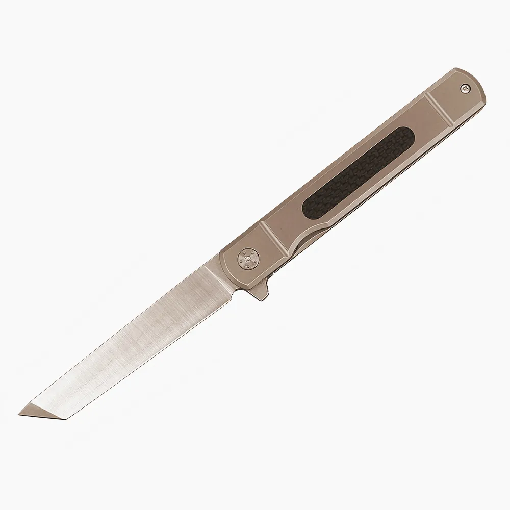 Yeni R6254 Palet Katlanır Bıçak D2 Satin Tanto Point Bıçağı TC4 Titanyum Alaşımlı Karbon Fiber Töbağa Yatağı Hızlı Açık EDC CEP Bıçakları