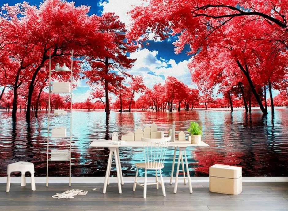 Paesaggio del lago Sfondi 3D Murale Murale Soggio