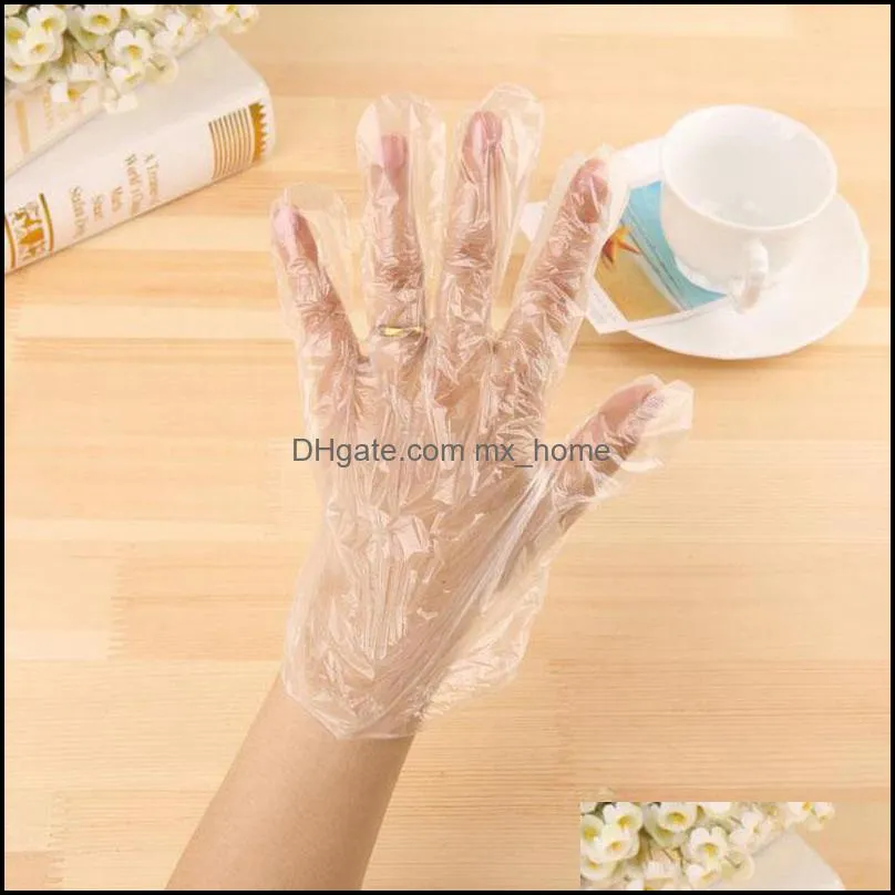 Cheapest Disposable food grade disposable gloves 100pcs/bag transparent thickened beauty housekeeping health gloves with colorful retail