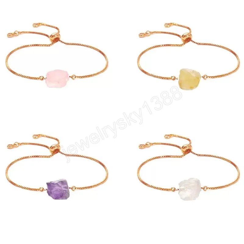 Pulseras con abalorio de cadena ajustable de piedra de cristal Natural Irregular para mujer chica fiesta Club joyería de moda hecha a mano