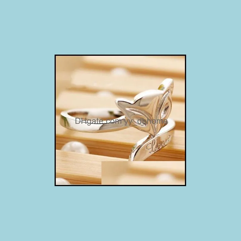 silver band ring hot sale fox finger rings for women girl wedding party open size fashion jewelry wholesale free shipping 0105wh