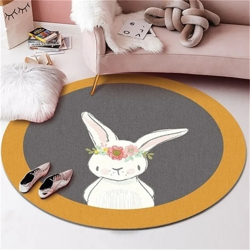 Round Cartoon Carpets For Living Room Bedroom Bedside Rug Coffee Table Floor Mat Large Area Lounge Children 220301