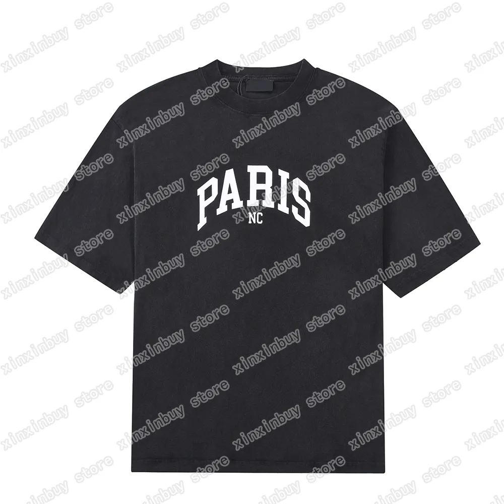 22ss Women Designers t shirt tee PARIS Wash tie dyeing short sleeve Man Crew Neck Streetwear black green xinxinbuy XS-L