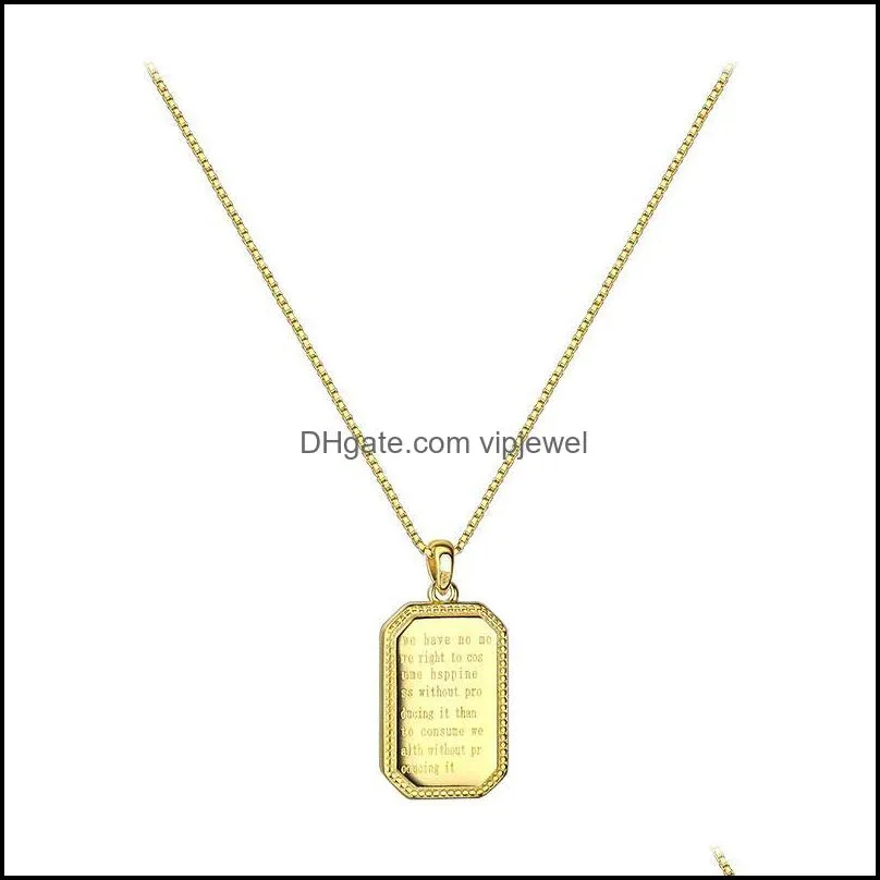 pendant necklaces korean fashion black square necklace for modern women gift jewelry 2022 trendy english charm clavicle titanium steel