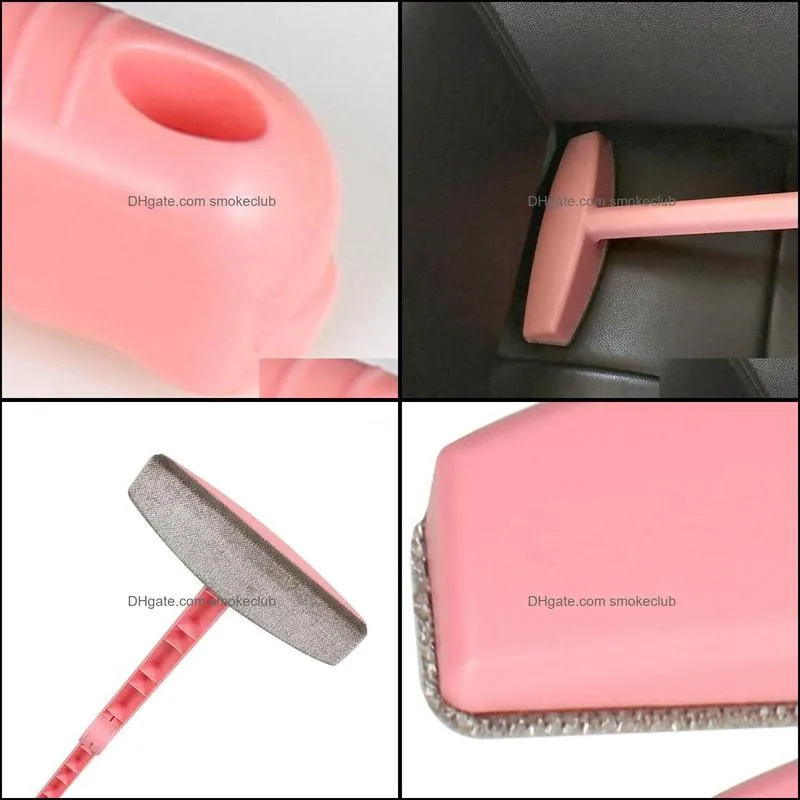 Squeegees 2Pcs Pink Long Handle Foldable Cleaning Brush Window Glass Squeegee With Cloth Rubber Wiper