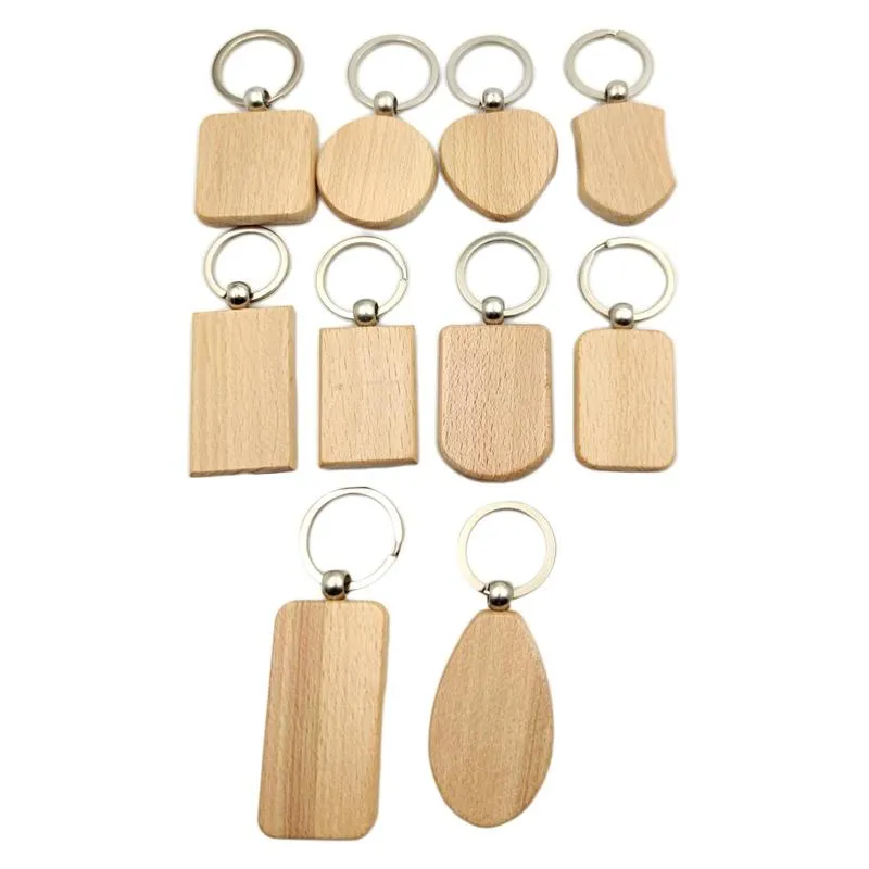 alley66 DIY Handmade Wooden Wooden Keychain Rings for Painting and Engraving Crafts
