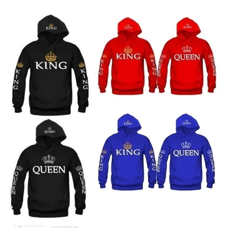 BKLD New Autumn King Queen Hoodies Printed Hoodies Women Men Mensing Withshirt Lovers Closted Sweatshirt discual pullover LJ201103