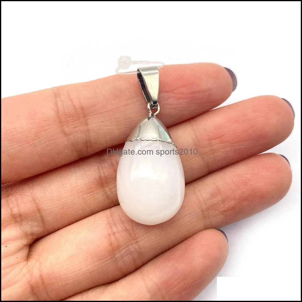 16x29mm natural crystal stone charms waterdrop green rose quartz pendants gold edge trendy for necklace earrings jewelry ma sports2010