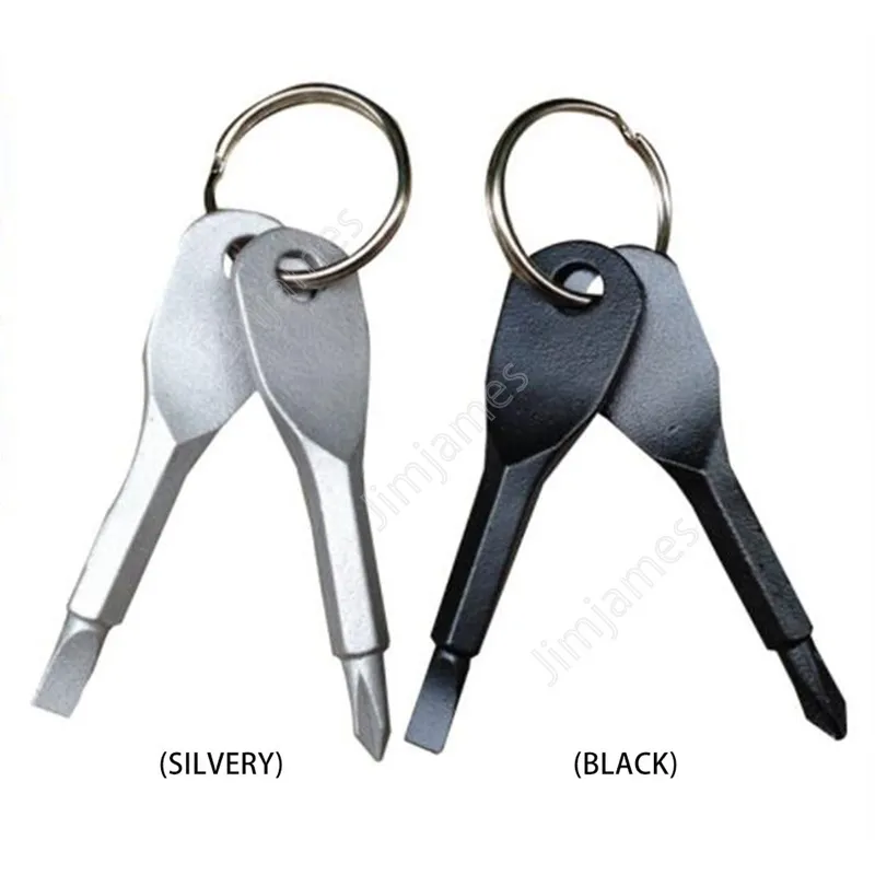 Portabla skruvmejslar Keychain Outdoor Pocket Mini Skruvmejsel Set nyckelring med slitsade handnyckelhängen 1000Sets daj476