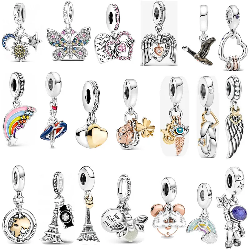 Breloque en argent Sterling s925, perles en vrac, cœur de fille, mode femme, bricolage Original, Bracelet Pandora classique Pop pendentif papillon, bijoux cadeau pour dames, nouvelle collection