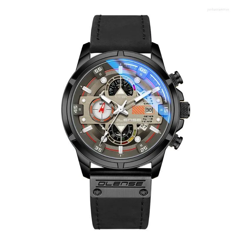 Wristwatches Men's Watch Chronograph Casual Sports Design Waterproof Leather For Men