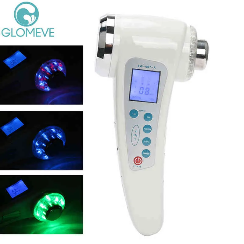 LCD Screen Ultrasonic Beauty Rejuvenation Galvanic Ion Import LED Photon Skin Care Massage Tighten Skin Remove Wrinkle Care Tool 220528