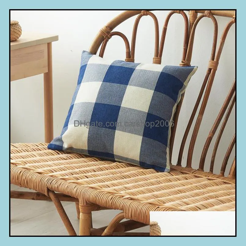 plaid hold pillow case fashion striped pillow case candy color cotton pillowcases fashion sitting room sofa decoration wy269-5q