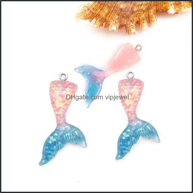charms 20pc/lot sea resin mermaid tail pendant charm diy hang fit for magnetic floating locket bracelet necklace makingcharms