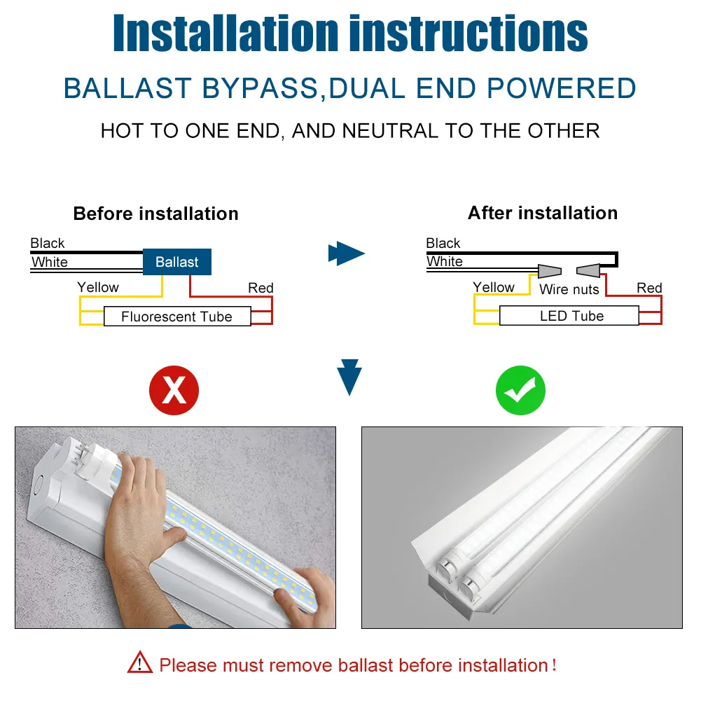 T8 4FT LED Shop Lights G13 Tube Light Bulbs 24W 5000K T10 T12 4 Foot T8 Led Tubes 6ft Replacement For Fluorescent Fixtures Clear Dual Ended Power Garage Warehouse Workbench From Sunwaylighting