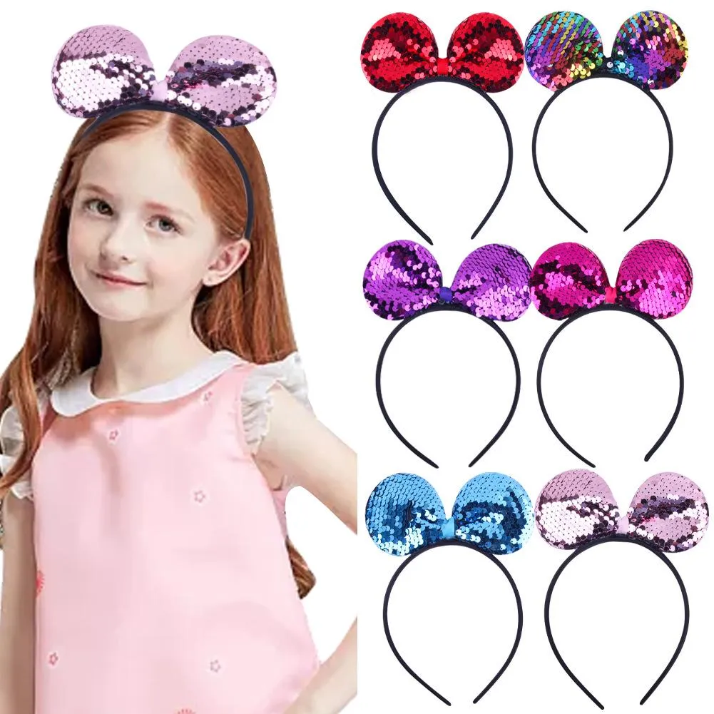 Europe Bébé Fille Cheveux Fermoir Paillettes Bowknot Hairhoop Enfants Bande Dessinée Bandeau Bandeau Princesse Enfant Danse Performance Cheveux Accessoire 6 Couleurs