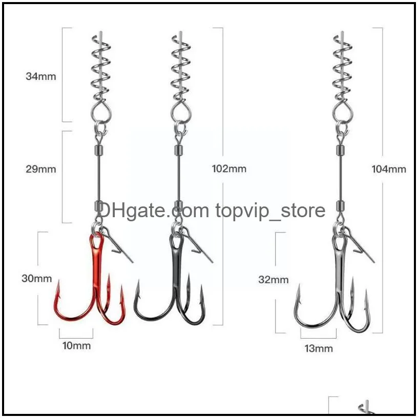 Fishing Hooks Soft Lure Rig Single Hook Double Rigging Treble Tackle Terminal High-carbon Steel Accessories R1w6
