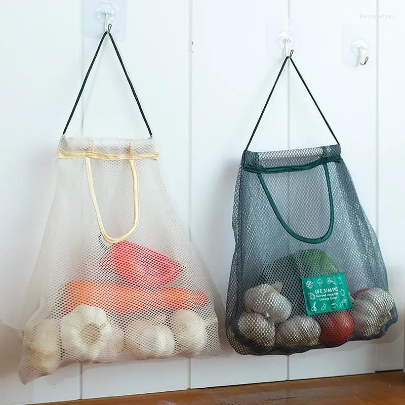 Storage Boxes & Bins Kitchen Multifunctional Wall-mounted Fruit And Vegetable Hanging Bag Ginger Garlic Onion Hollow Breathable