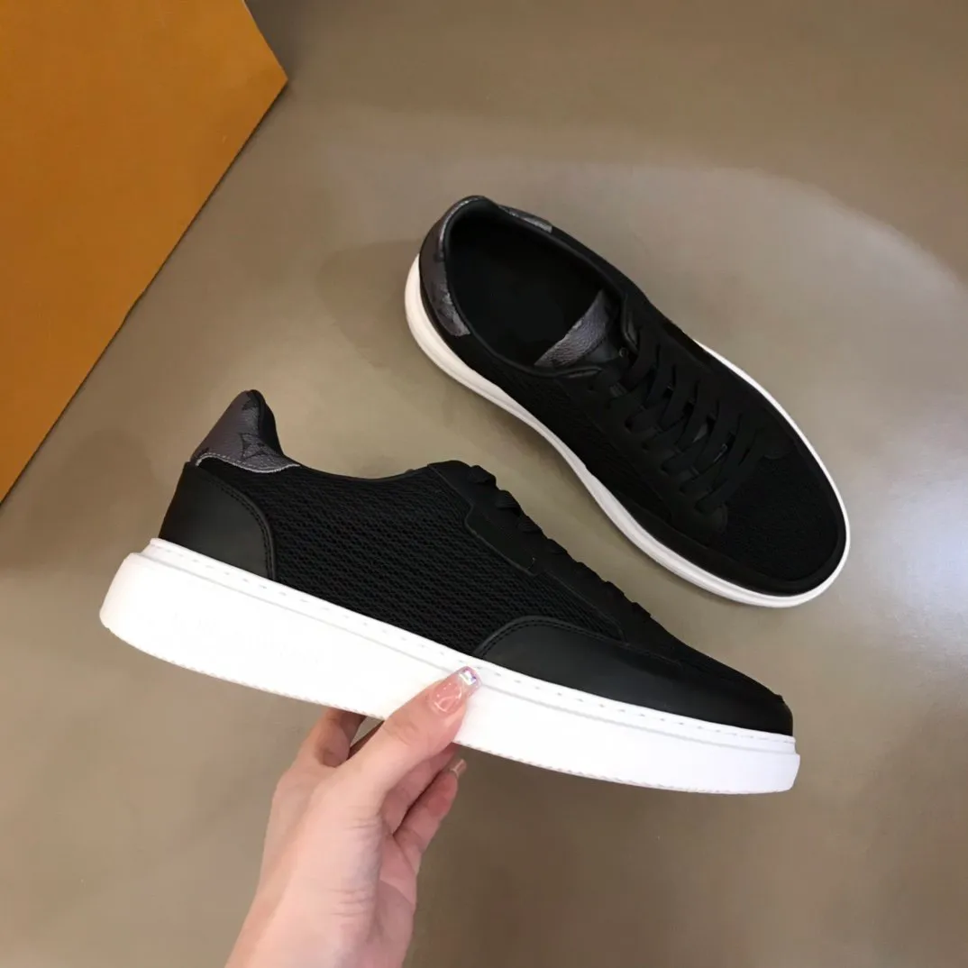 Luksusowe buty męskie wysokiej klasy Casual Sport Wygodny Moda Trener Sneaker Prawdziwa skóra bydlęca szwy Oddychający materiał siatkowy Znana marka Projektant