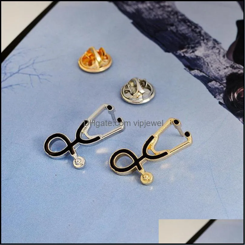 Hot Nurse Doctor Stethoscope Enamel Brooch Pins Creative Lapel Brooches badge For women Men Girl Boy Fashion Jewelry Gift