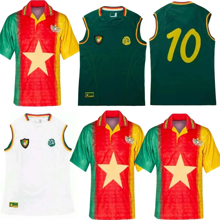 Top-Qualität Retro-Klassiker 1994 1995 2002 Kamerun Fußballtrikots Eto'o MBOMA MILLA Heim-Auswärts-Fußball-Weste-Tank-Shirt
