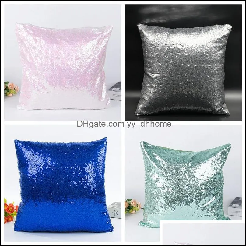 pillow case home print throw sofa cushion cover solid pillowcase sequin glitter home sofa bed car magic mermaid pillow case wq284