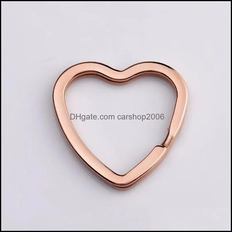 rainbow heart gold silver color keychains metal key chain ring split rings unisex keyring keyfob holder accessories diy