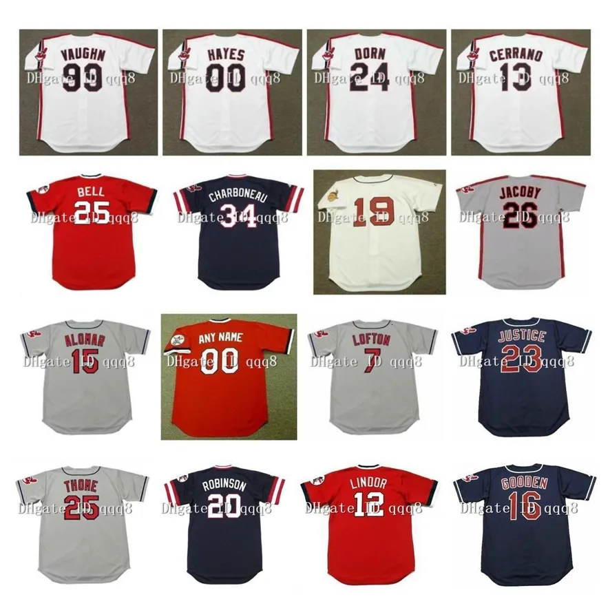 Na85 Vintage Ricky Vaughn Jersey Cory Snyder Pedro Cerrano David Justice Sandy Alomar Roger Dorn Albert Belle Willie Hayes Kenny Lofton Jim Thome