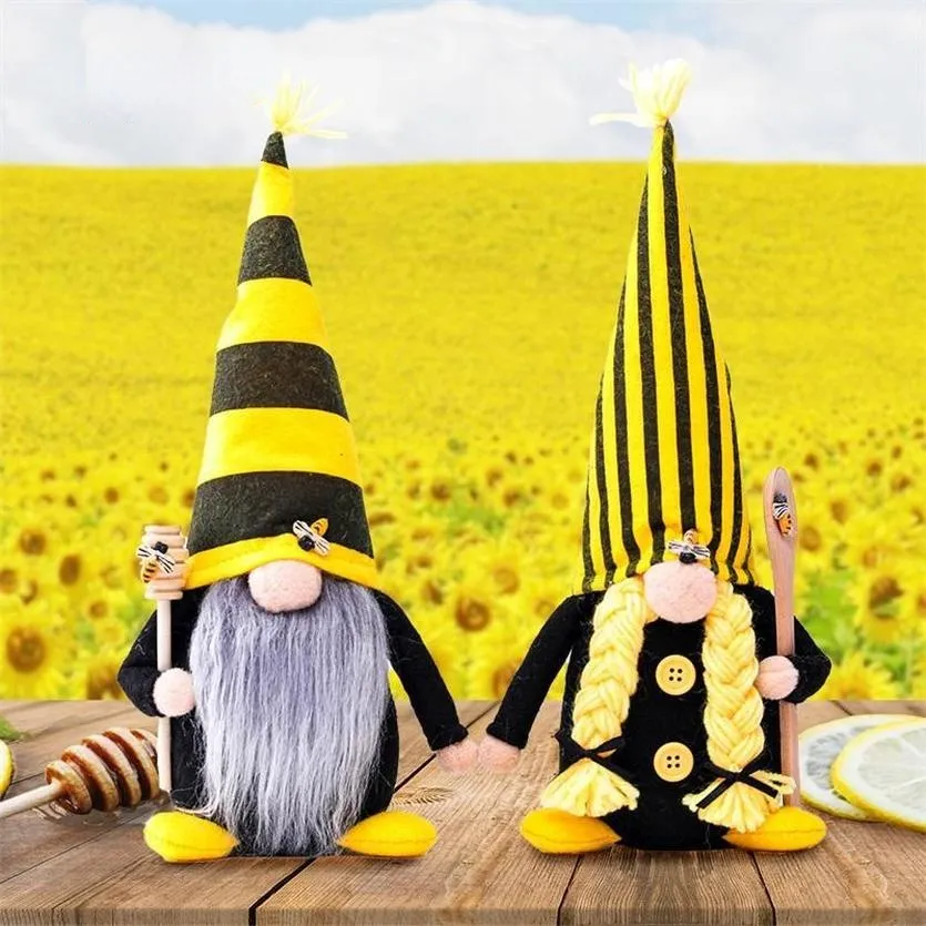 Abeille à rayures gnome citron sans visage arbre de poupée suspendu ornement décoratif toys little petit ange pendrier sxjun21