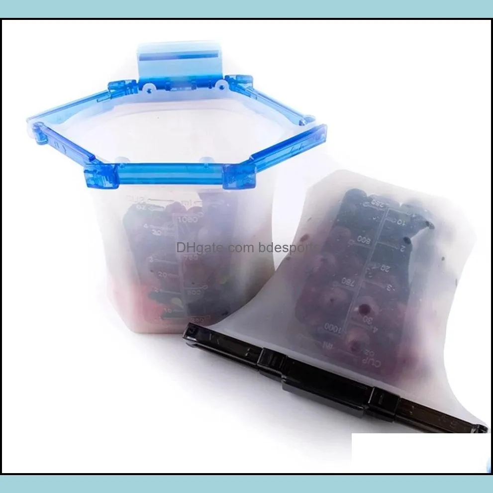 Reusable Food Storage Bags One Step Lock Leakproof Standing Silicone Bag Containers Sandwiches Liquid Snack Fruit  Saver