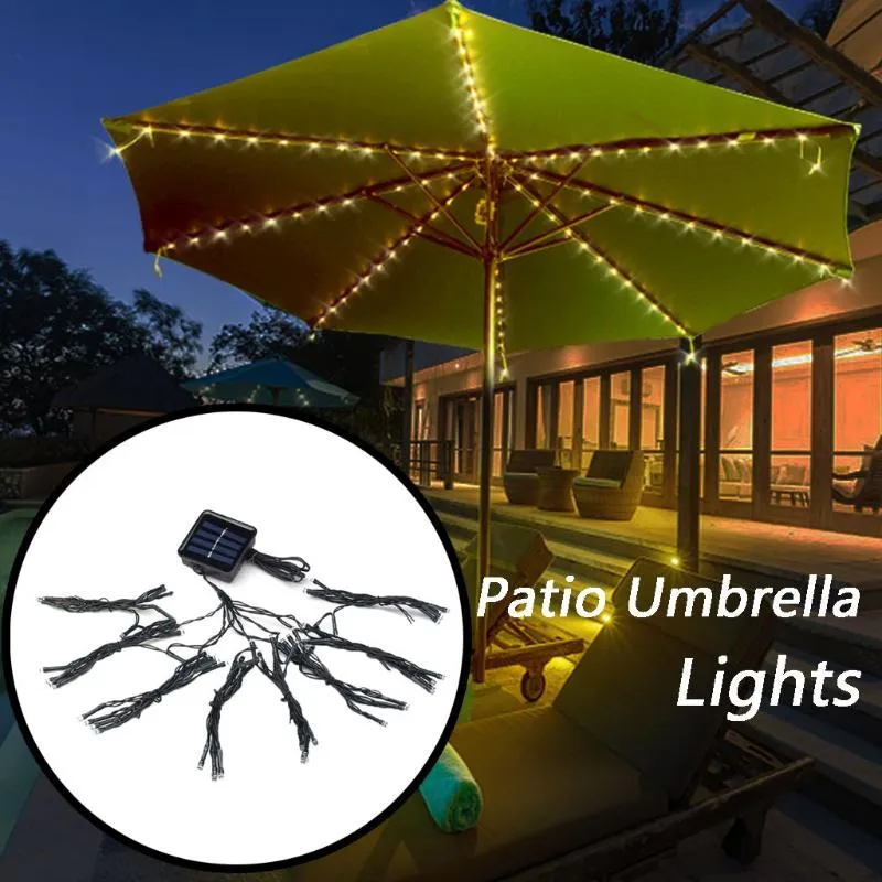 سلاسل 72LED الفناء مظلة أضواء ماء سلسلة الشمسية 2022 الاكسسوارات أداة المنزل