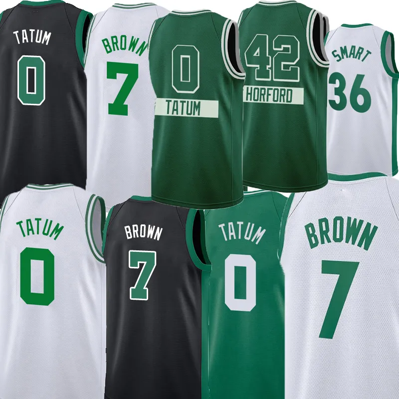 Designer benutzerdefinierte Basketball-Trikots Männer Jayson 0 Tatum Jaylen 7 Brown White 9 Al 42 Horford 44 Retro Rondo Kevin 5 Garnett Paul 34 Pierce Malcolm Brogdon Smart 36 Shirt