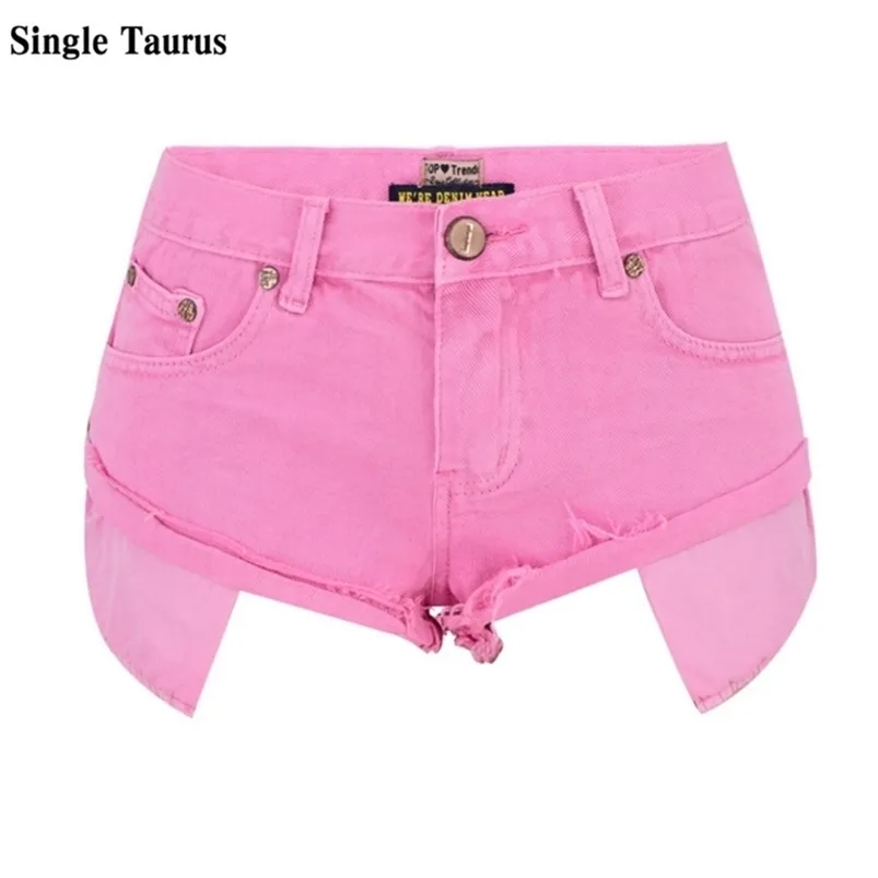 Vita bassa Macaron Pink Jeans Shorts Donna High Street Pantaloncini Donna Mujer Loose Summer Denim Korte Broek Vrouwen 210719