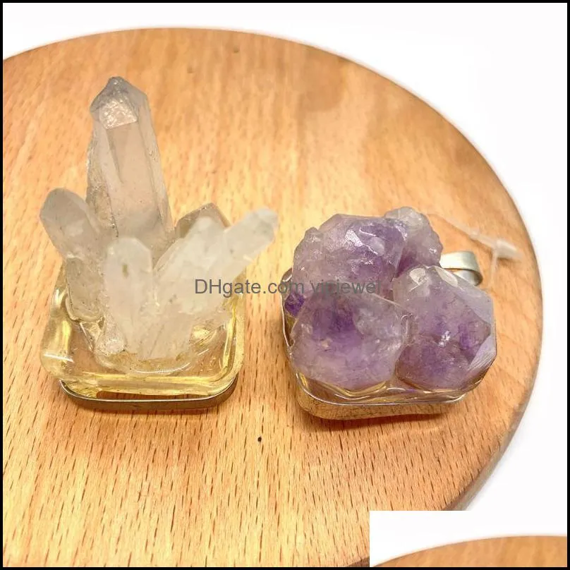 charms fashion natural stone irregular pendant 29x39mm amethyst citrine charm jewelry diy men`s and women`s necklace earring accesso