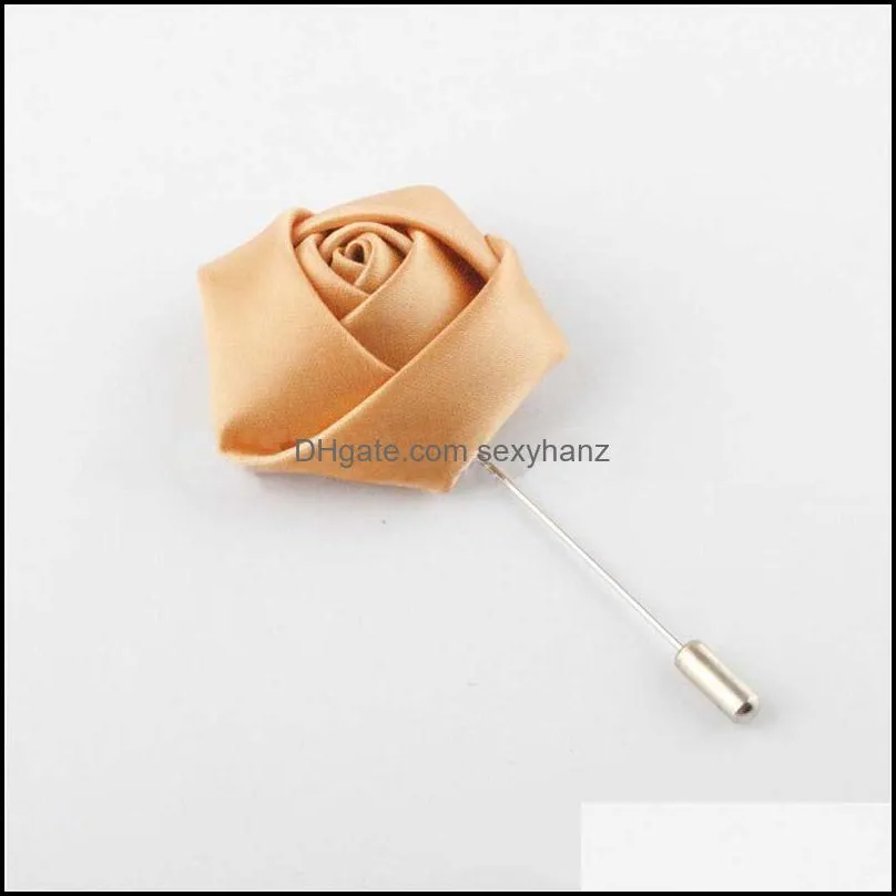 brooches pins ribbon lapel flower rose handmade boutonniere brooch pin men`s accessories jewelry wholesale free shipping 0401wh