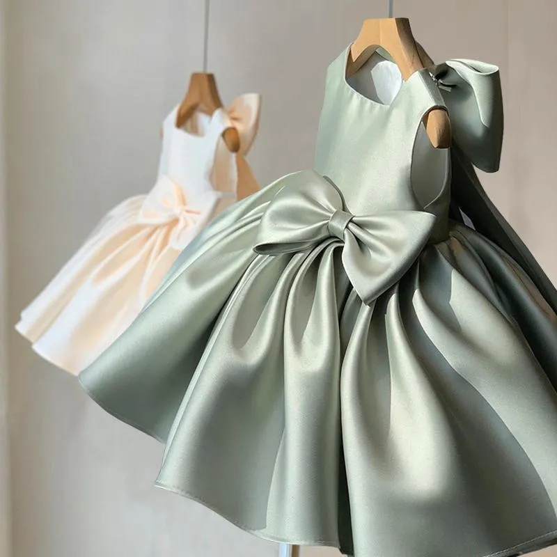 Mädchen-Kleider, formell, 0, 2, 1 Jahr, Geburtstag, Kleid für Baby-Mädchen, Kleidung, große Schleife, Prinzessin, Party, Hochzeit, Taufe, weiß, Zeremonie für Mädchen