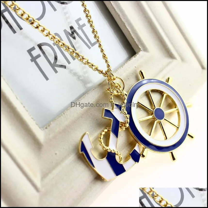 necklaces pendants for women texture blue navy style anchor exaggerated personality pendant statement necklace hjewelry