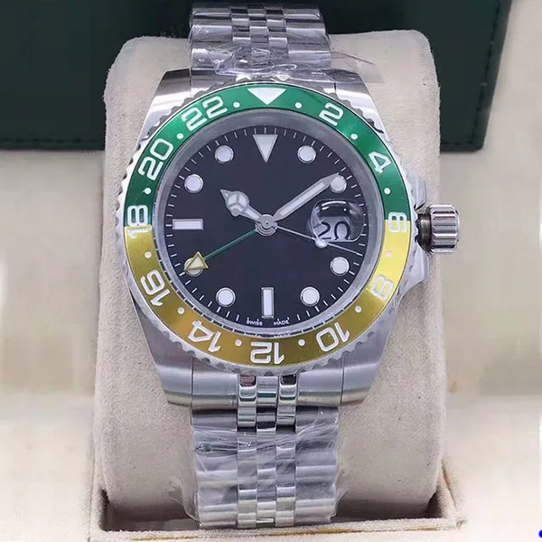 Herrklockor 40mm Automatisk Mekanisk Klocka Full 904L Rostfritt Stål Blå Svart Keramik Safir Armbandsur Superljusande montre de luxe Gåvor R1