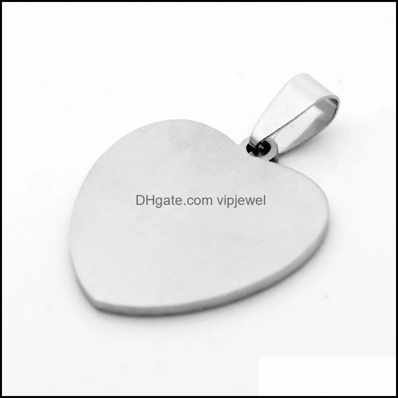 silver plated stainless steel diy heart charms pendant blank dog tags fashion jewelry for lover necklaces