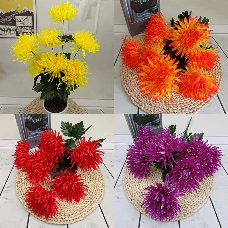 Decorative Flowers & Wreaths Simulated Chrysanthemum Bouquet Layout Flower Decoration Beside The Cemetery Wedding Festival Home Arrangement