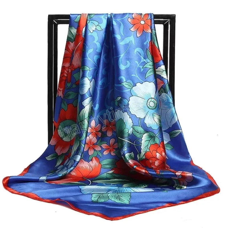 Peony Flower Print Cloth Four Seasons Kerchief 90x90cm Bandanas Luksusowy kwadratowy jedwabny szaliki modne