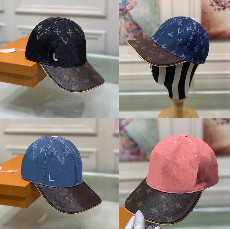 Fabric Leather Stitching Baseball Caps Letter Flower Pattern Peaked Cap Street Face Modification Sunscreen Hats