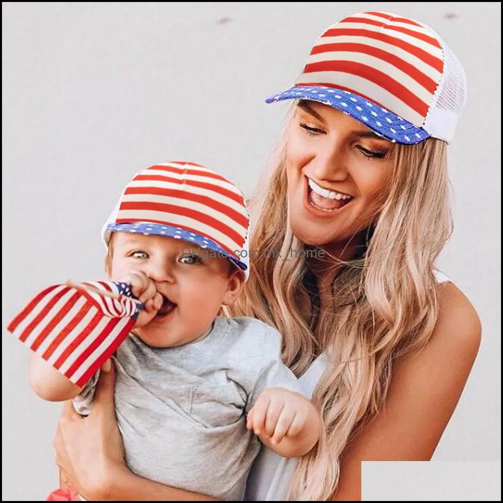 15734 independence day baby kids mother baseball hat children mesh peaked cap boys girls ball caps hats sunhat