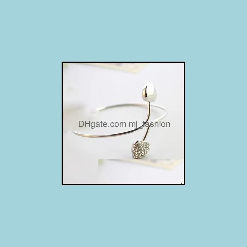 bracelets & bangles crystal love heart bracelet bangle gold silver tone gift silver gold charm bracelets