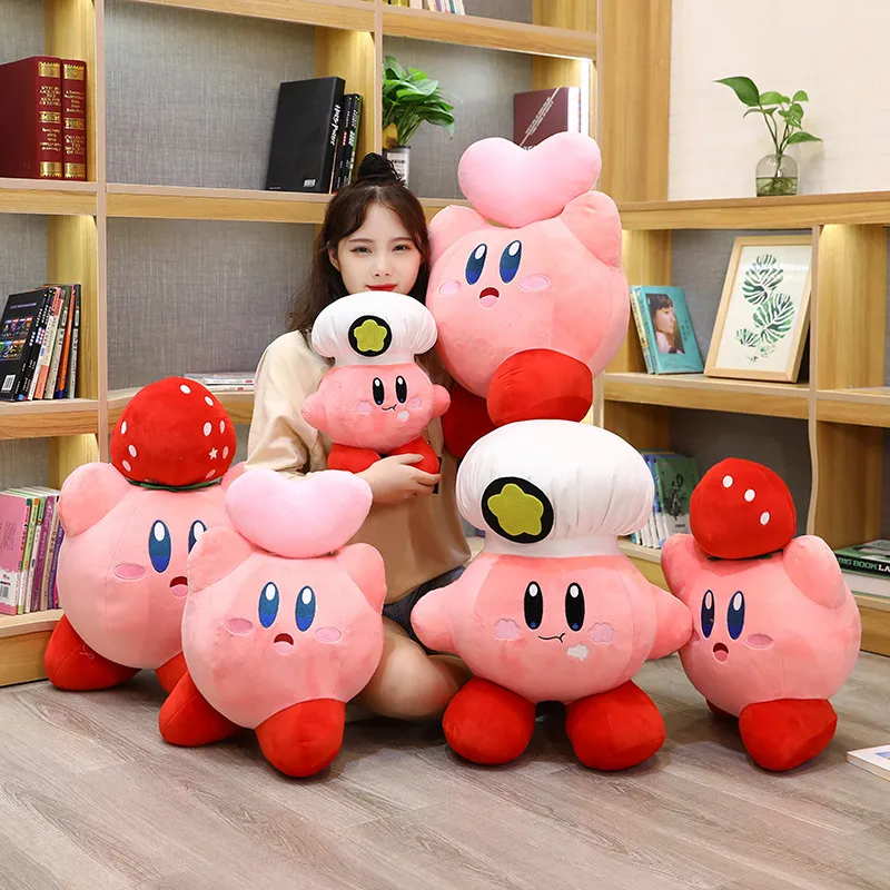 Gratis ups 32 cm Söt tecknad stjärna Kirby Plush Doll Toy Anime Soft Plush Toyskawaii Pink Chef Sailor Kirbypillow Girl Birthday Present Factory Direct Sales