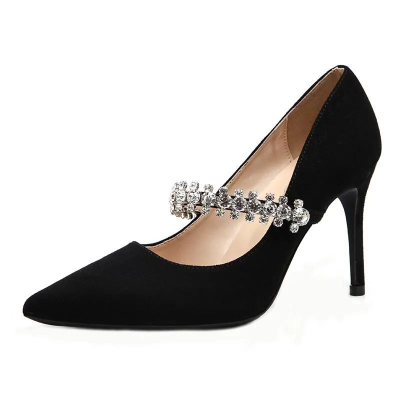 Scarpe da sera Scarpe eleganti da donna con strass eleganti con tacco alto e scarpe a punta